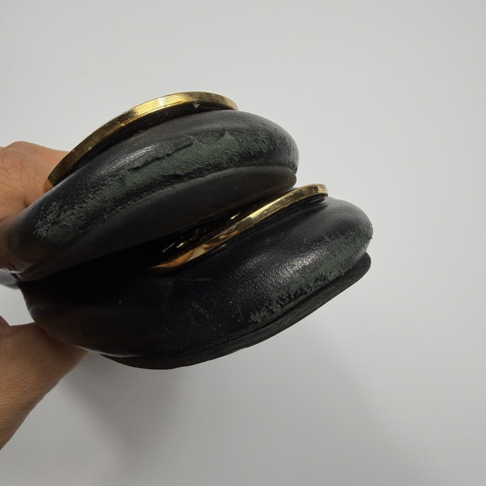 Tory Burch Reva Ballet Flats Womens 7.5 Black Leather Gold Logo Slip On Shoes - Picture 7 of 9
